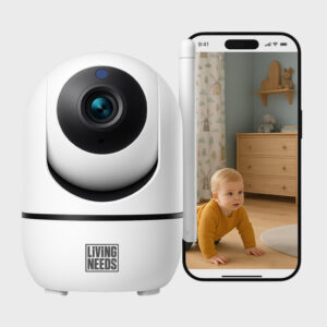 Living Needs - Babyfoon met Camera en App - Wit - Full HD en Nachtzicht - Baby monitor met Geluids- en Bewegingsdetectie