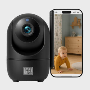 Living Needs – Babyfoon met Camera en App – Zwart – Full HD Nachtzicht – Baby monitor met Geluids- en Bewegingsdetectie