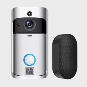 Living Needs – Slimme Video Deurbel met Camera – Zilver – Full HD beeld – Met Nachtzicht, App & Bewegingsmelder – Draadloos