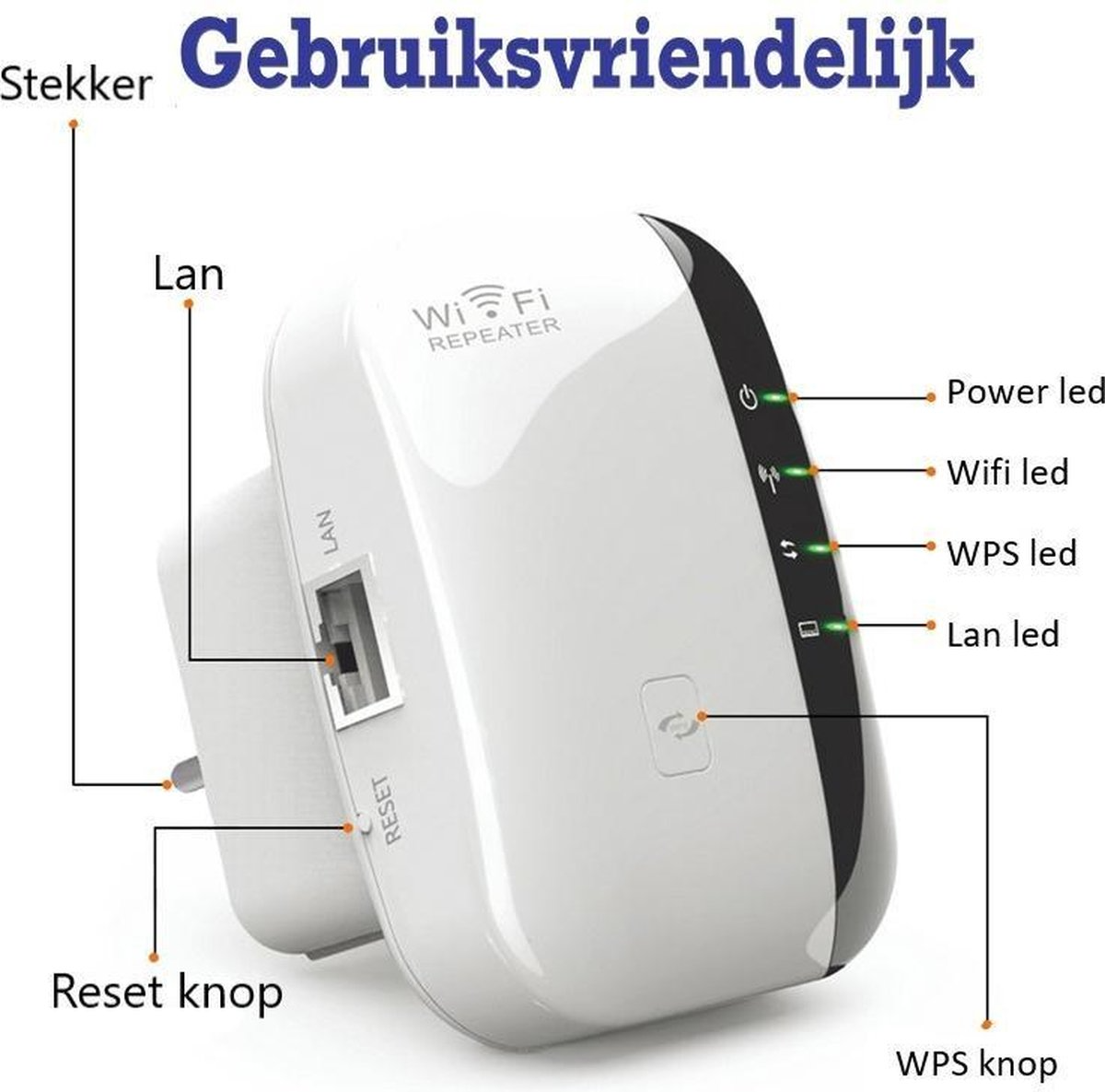 Living Needs WiFi Versterker Stopcontact – 1200 Mbps – Plug & Play – Zwart - Image 2
