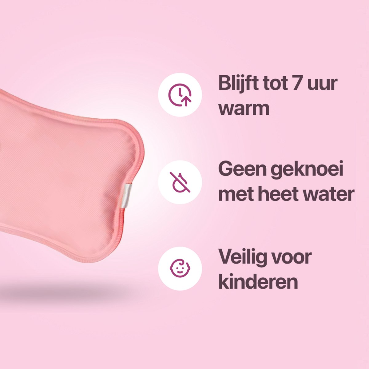 Living Needs Elektrische Kruik – Roze – Oplaadbare Warmwaterkruik - Image 2