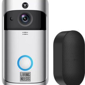 Living Needs – Slimme Video Deurbel met Camera – Zilver – Full HD beeld – Met Nachtzicht, App & Bewegingsmelder – Draadloos