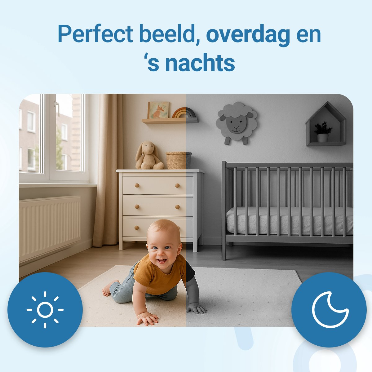 Living Needs - Babyfoon met Camera en App - Wit - Full HD en Nachtzicht - Baby monitor met Geluids- en Bewegingsdetectie - Image 4
