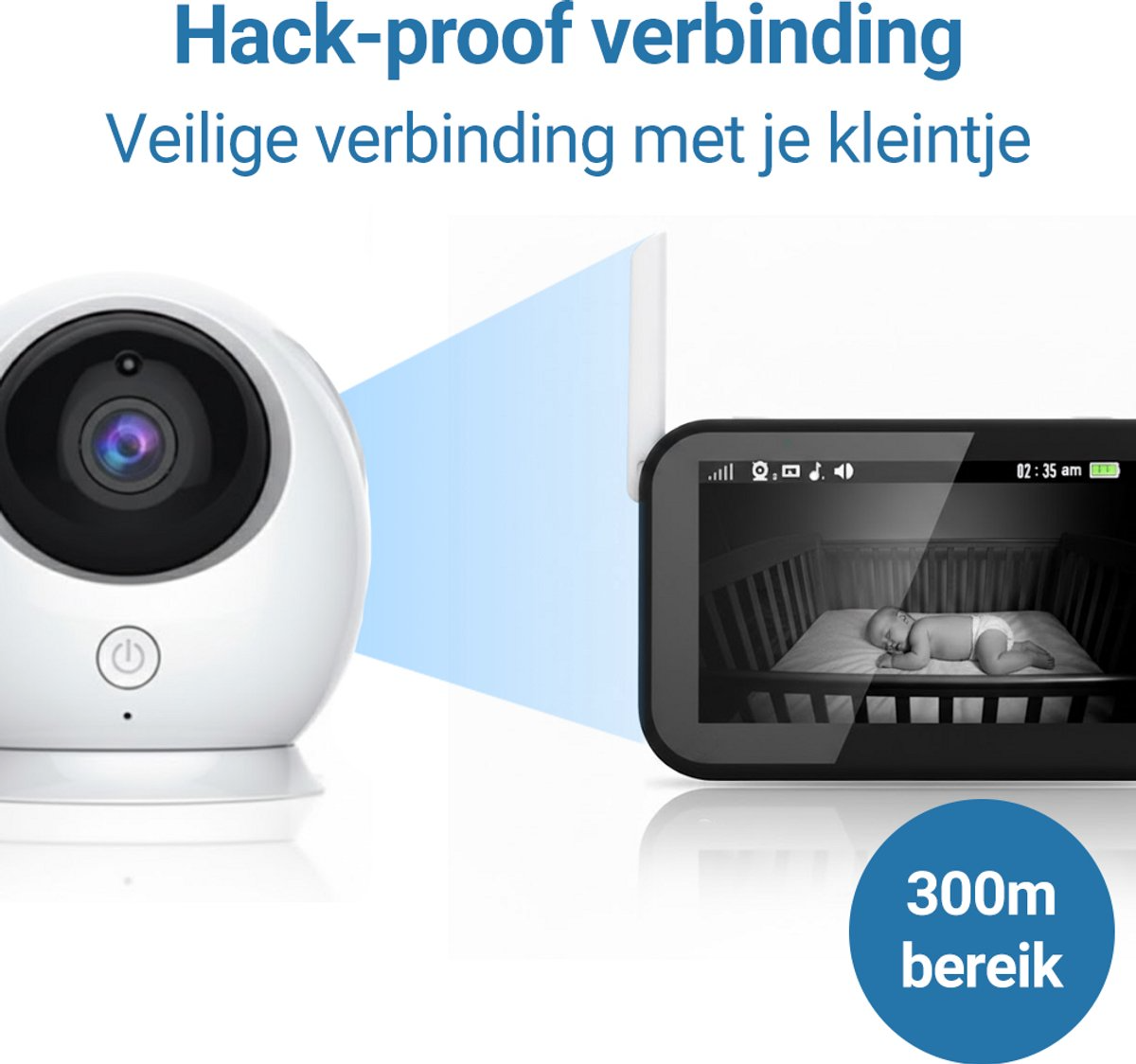 Living Needs - HD Babyfoon met Camera - Nachtzicht & Zoomfunctie - 300m Bereik - Met 8 Slaapliedjes - Image 2