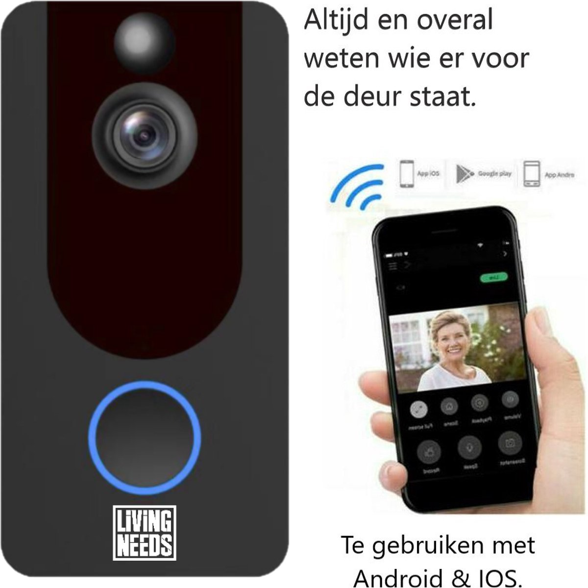 Living Needs – Draadloze Deurbel – HD Video Deurbel met Camera – 1080P HD - Image 6