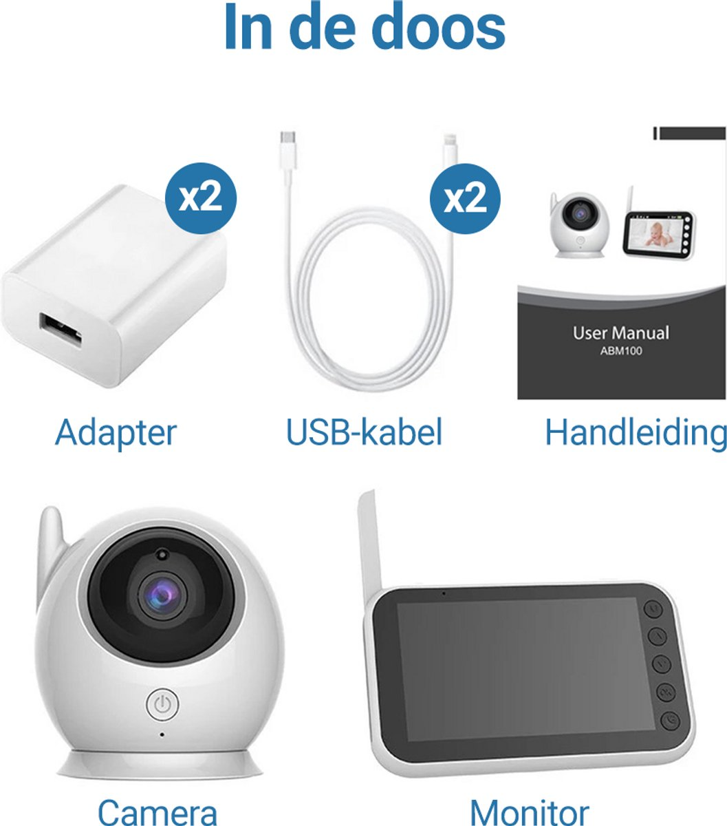 Living Needs - HD Babyfoon met Camera - Nachtzicht & Zoomfunctie - 300m Bereik - Met 8 Slaapliedjes - Image 4