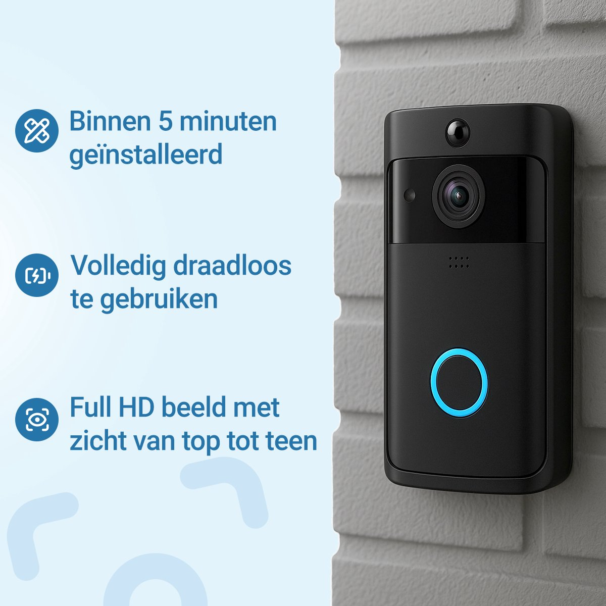 Living Needs – Slimme Video Deurbel met Camera – Full HD – Nachtzicht – App & Bewegingsmelder – Draadloos - Image 7