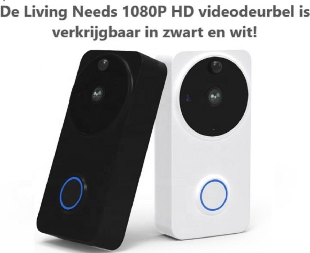 Living Needs – Draadloze Deurbel – HD Video Deurbel – Deurbel met Camera – 1080P HD Wit - Image 5
