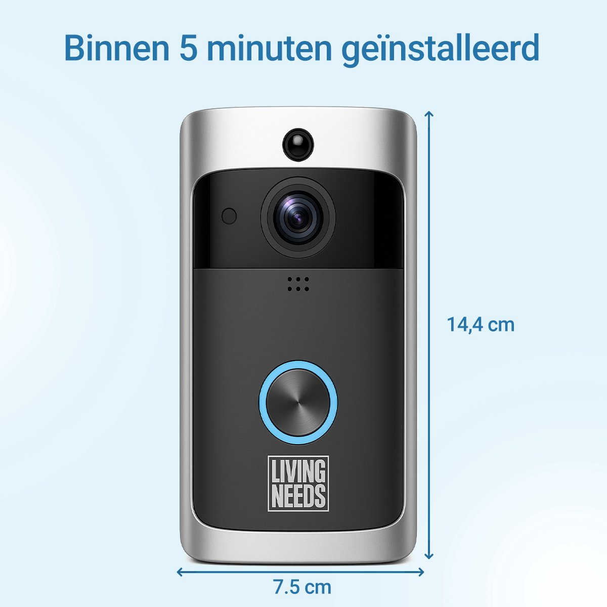 Living Needs – Slimme Video Deurbel met Camera – Donkergrijs – Full HD – Nachtzicht – App & Bewegingsmelder – Draadloos - Image 7