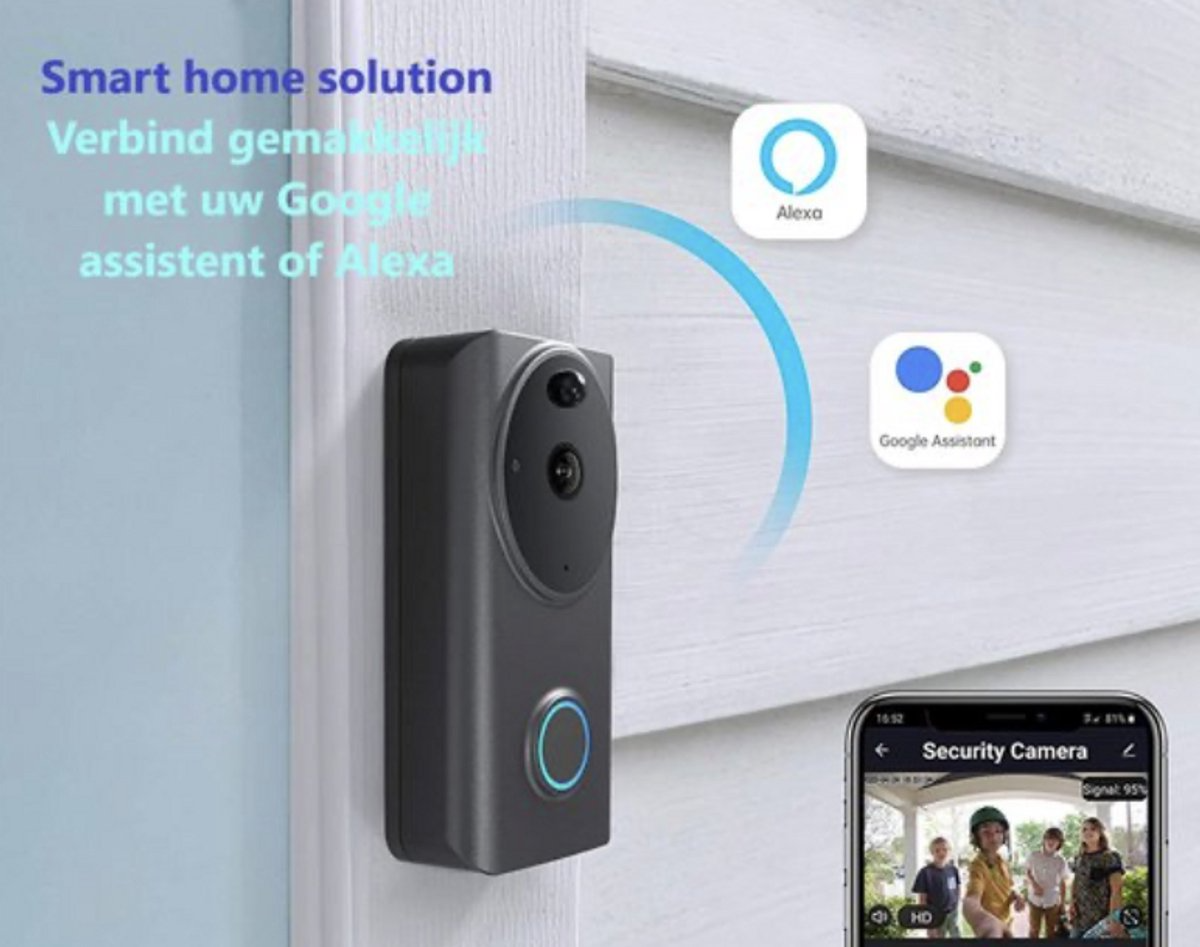 Living Needs – Draadloze Deurbel – HD Video Deurbel – Deurbel met Camera – 1080P HD Wit - Image 6